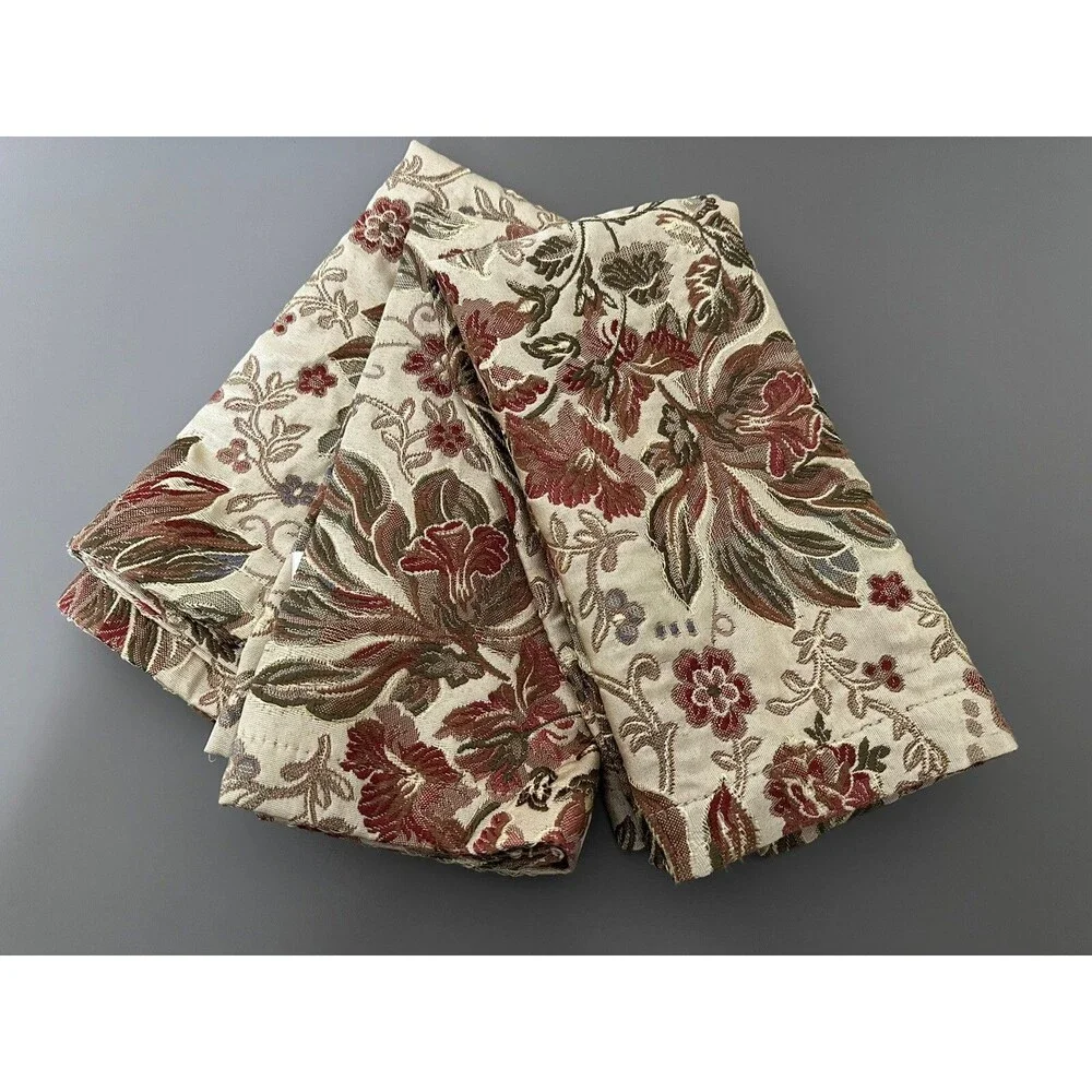 Waterford Jacquard Fine Dinner Napkins Gold With Red Floral Large 20 X 20